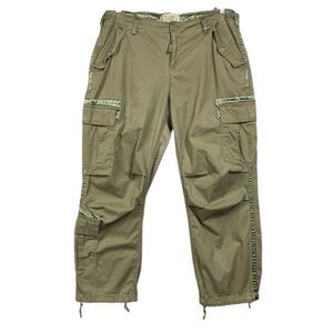 Abercrombie & Fitch 2000s Utility Pant Satin Trim Cargo Size 16 Short Y2K